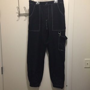 contrast stitch cargo joggers